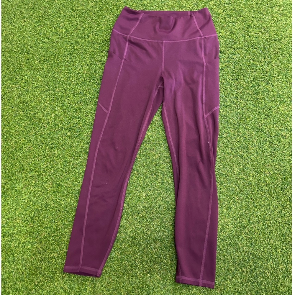 Fabletics Womens High Waisted Pocket Leggings Plum Purple Athletic Tights XS